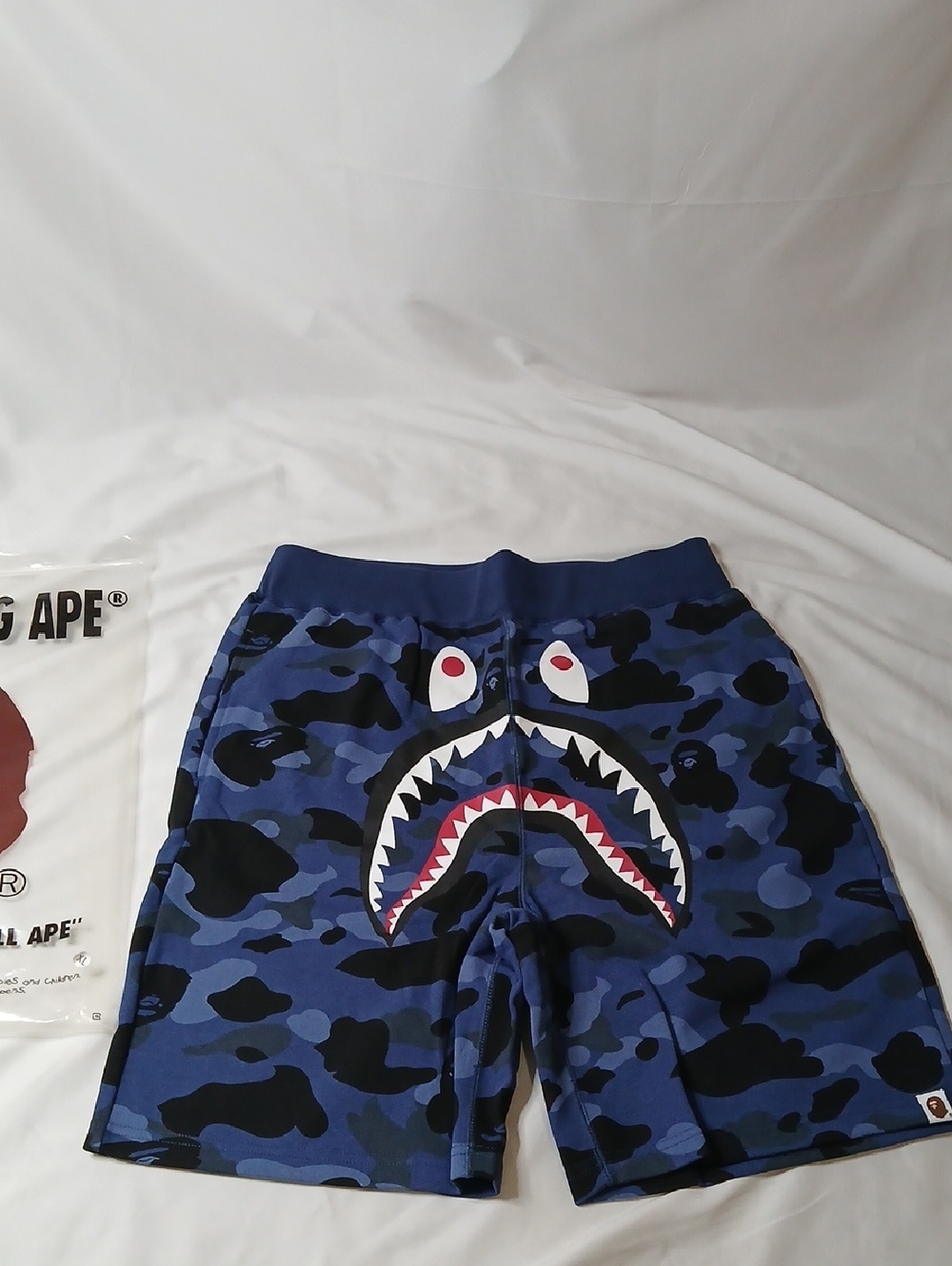 Bape Blue Camo Shark Face Men’s Athletic Shorts